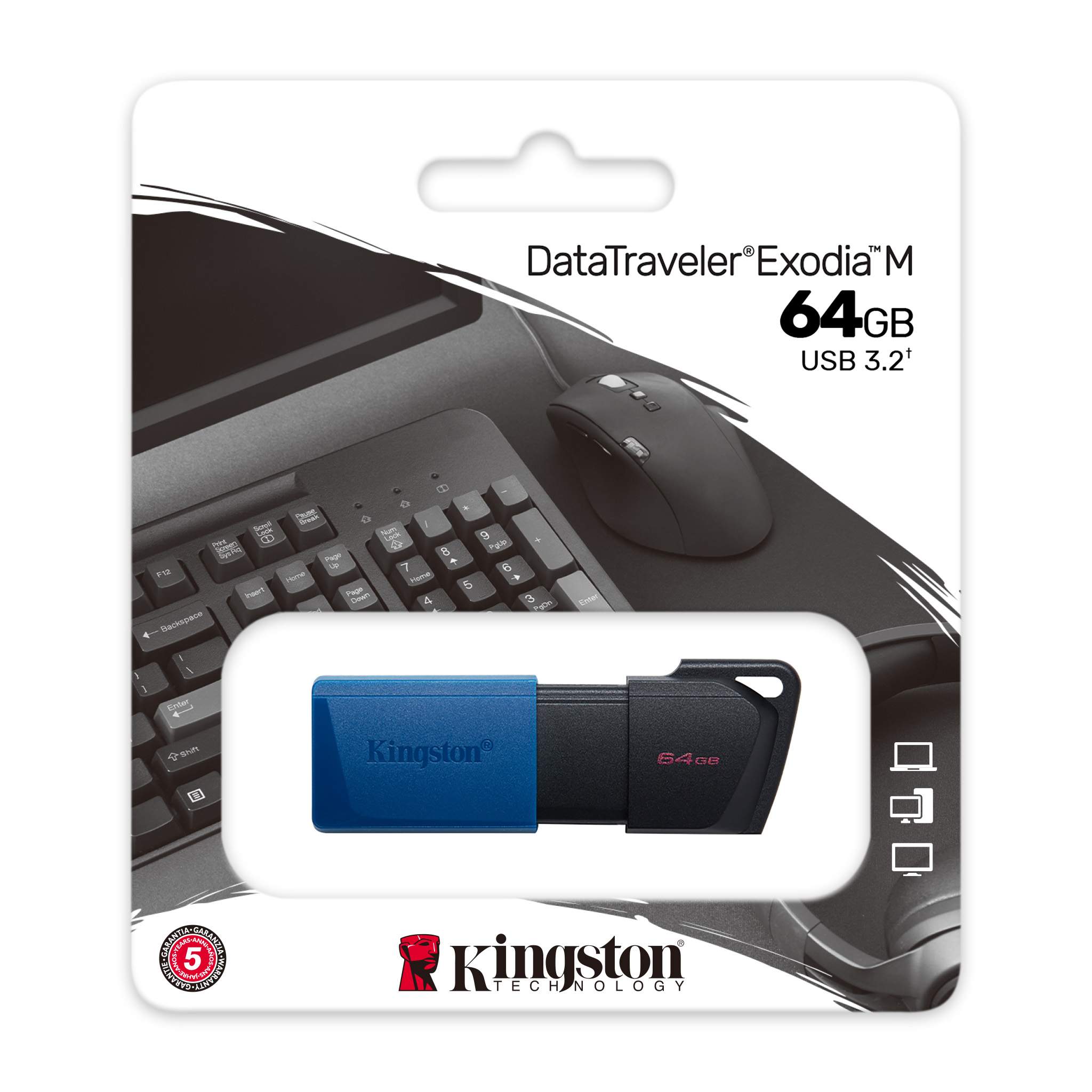 USB-накопитель, Kingston, DTXM/64GB, 64GB, USB 3.2, Синий